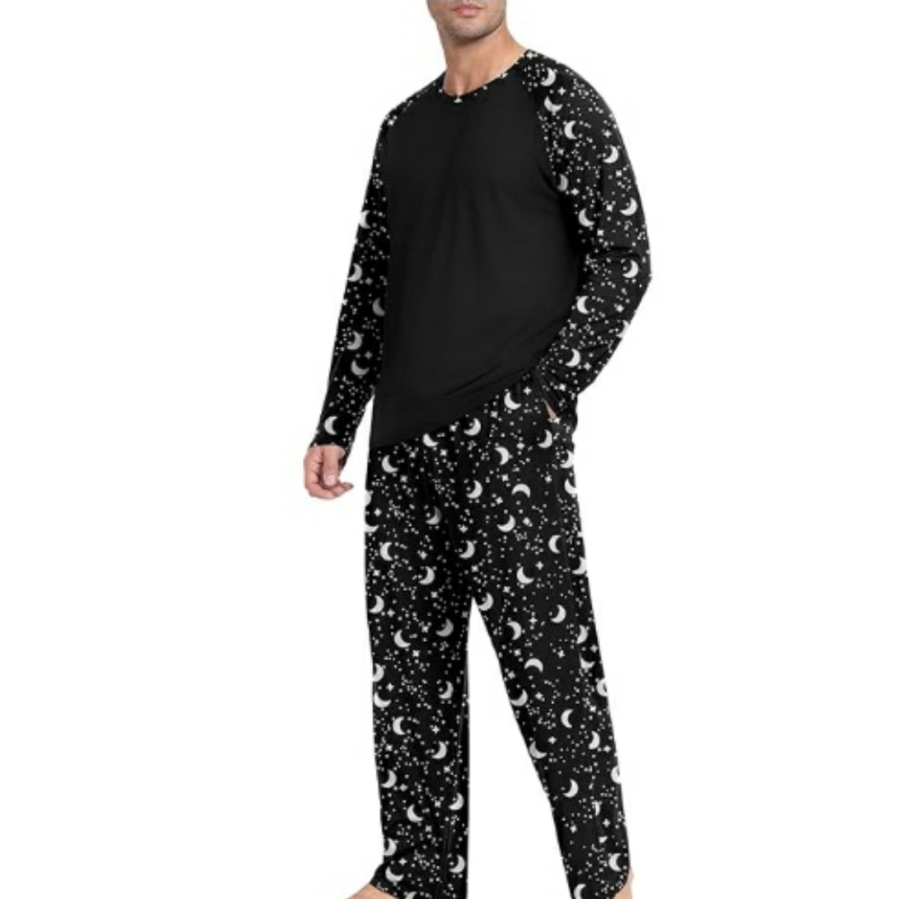 Men's Pajama Set Sleepwear Lightweight Long Sleeve Black